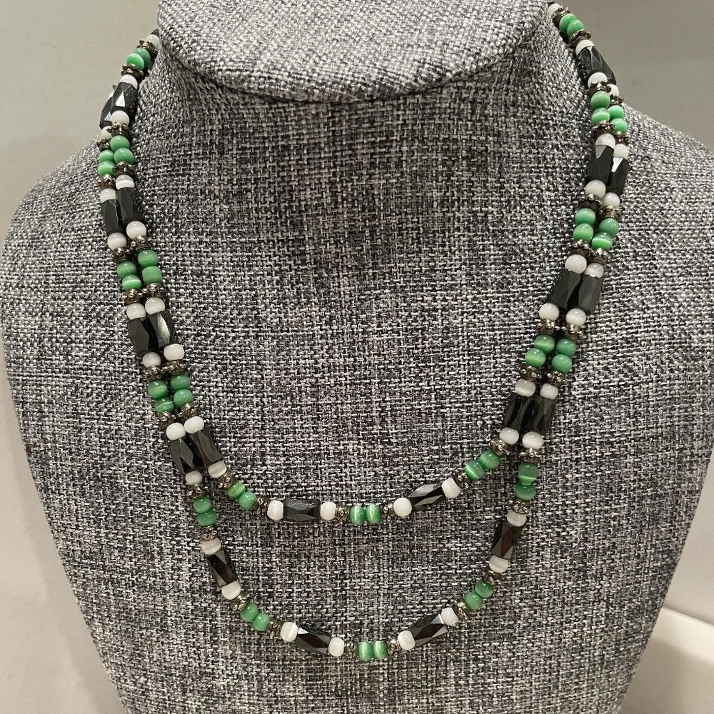 Green Glass & Bead Magnetic Necklaces/Bracelets ~ Set Of Two